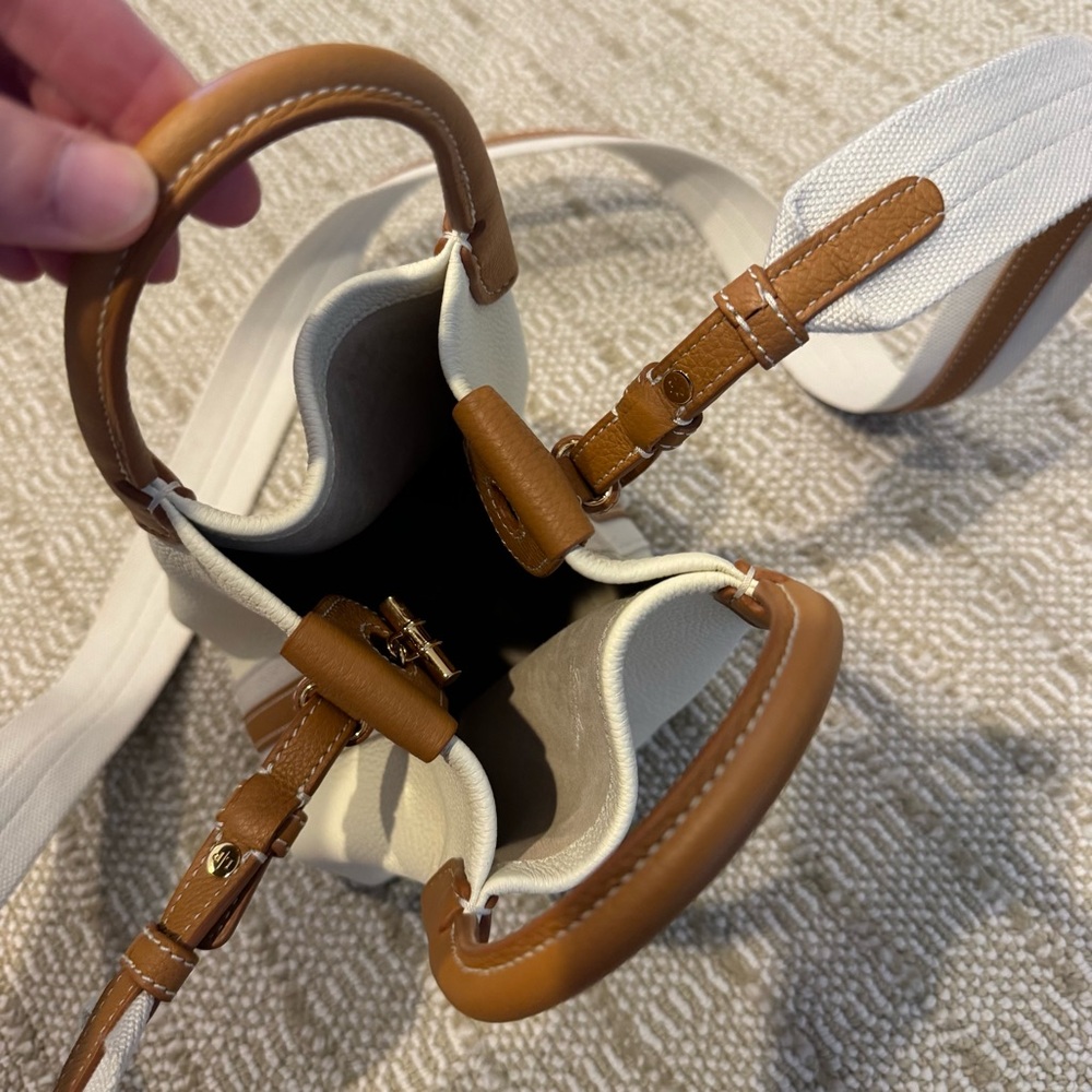 Like New! Loro Piana Micro Bale bag Calfskin Whisper White/Wheat Bran/Sun Gold - Picture 7 of 8